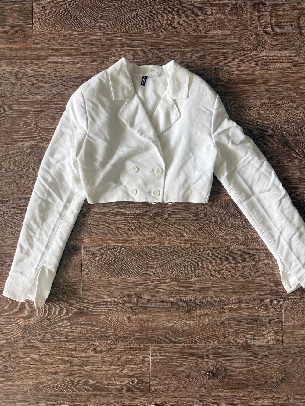 Cropped White Blazer with Open Back